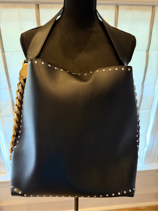 Stella McCartney Handbags - Stella McCartney Black Leather Stud-Trim Shoulder Tote